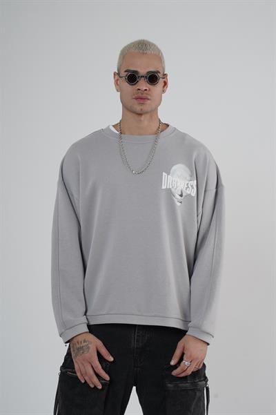 Bisiklet Yaka Darkness Baskılı Oversize Unisex Sweatshirt