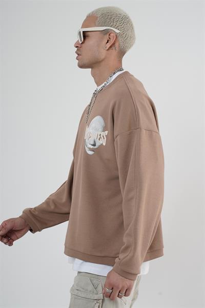 Bisiklet Yaka Darkness Baskılı Oversize Unisex Sweatshirt