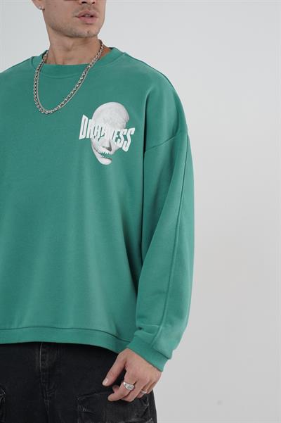 Bisiklet Yaka Darkness Baskılı Oversize Unisex Sweatshirt