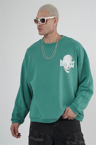 Bisiklet Yaka Darkness Baskılı Oversize Unisex Sweatshirt