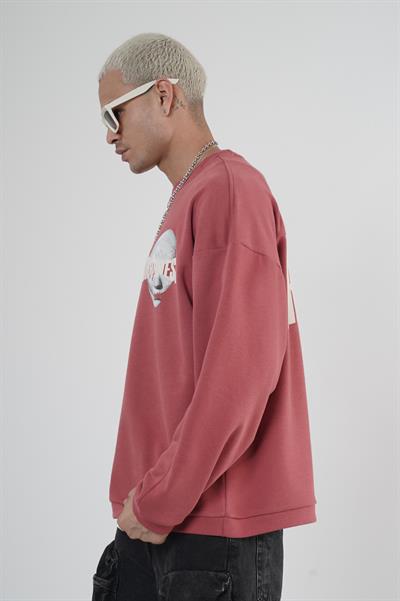 Bisiklet Yaka Darkness Baskılı Oversize Unisex Sweatshirt