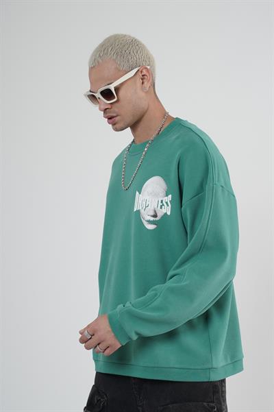 Bisiklet Yaka Darkness Baskılı Oversize Unisex Sweatshirt