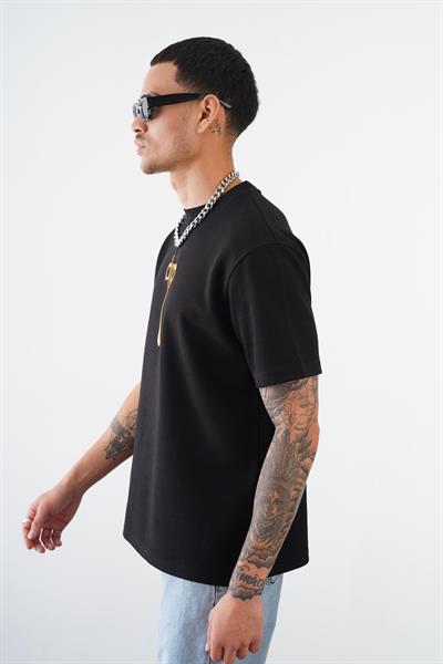 Bisiklet Yaka Drıp Baskılı Regular Kalıp Unisex Double Face Tshirt