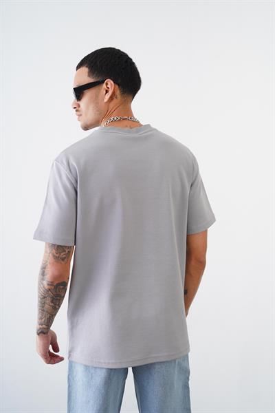 Bisiklet Yaka Drıp Baskılı Regular Kalıp Unisex Double Face Tshirt