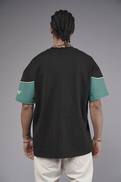 Bisiklet Yaka Garnili Biye Detaylı Oversize Unisex Tişört