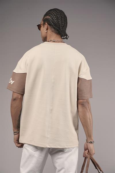 Bisiklet Yaka Garnili Biye Detaylı Oversize Unisex Tişört