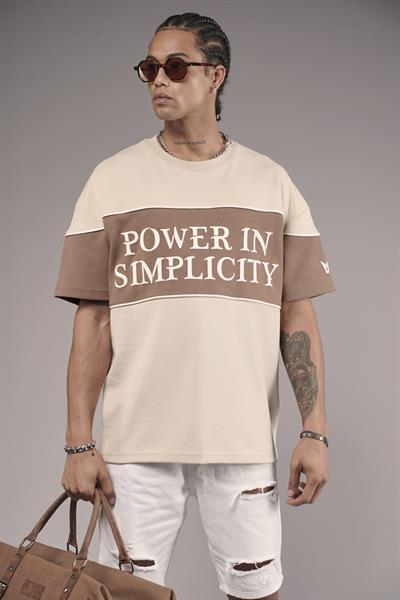 Bisiklet Yaka Garnili Biye Detaylı Oversize Unisex Tişört