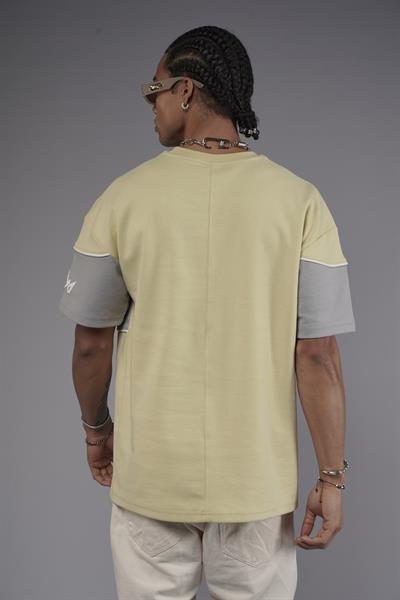 Bisiklet Yaka Garnili Biye Detaylı Oversize Unisex Tişört