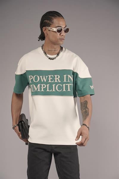 Bisiklet Yaka Garnili Biye Detaylı Oversize Unisex Tişört