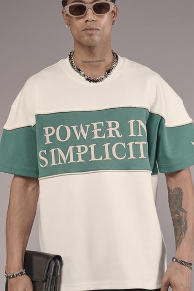 Bisiklet Yaka Garnili Biye Detaylı Oversize Unisex Tişört