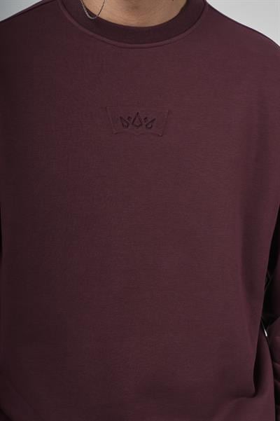 Bisiklet Yaka Logolu Oversize Kalıp Erkek Sweatshirt