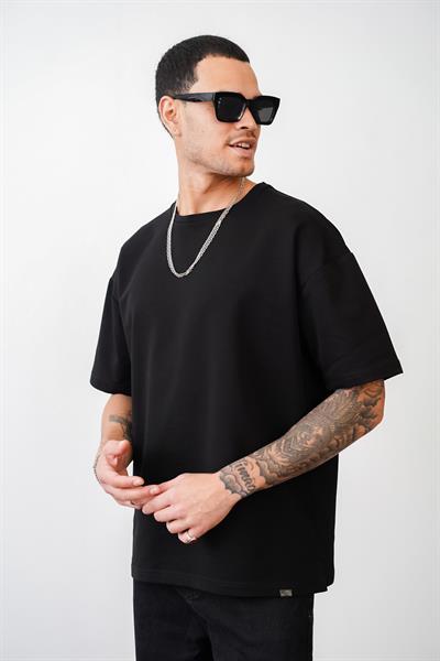 Bisiklet Yaka Oversize Düz Unisex Tişört