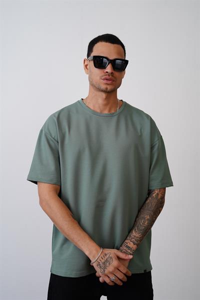 Bisiklet Yaka Oversize Düz Unisex Tişört