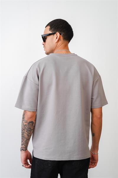 Bisiklet Yaka Oversize Düz Unisex Tişört