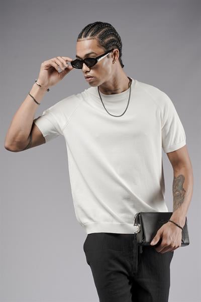 Bisiklet Yaka Reglan Kol Triko Erkek Tişört