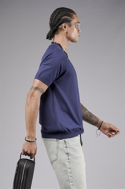 Bisiklet Yaka Reglan Kol Triko Erkek Tişört