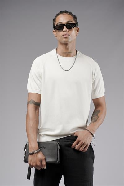 Bisiklet Yaka Reglan Kol Triko Erkek Tişört