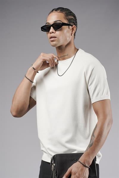 Bisiklet Yaka Reglan Kol Triko Erkek Tişört