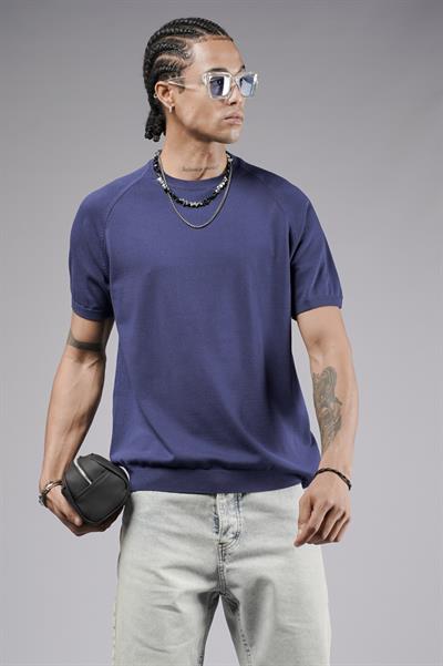 Bisiklet Yaka Reglan Kol Triko Erkek Tişört