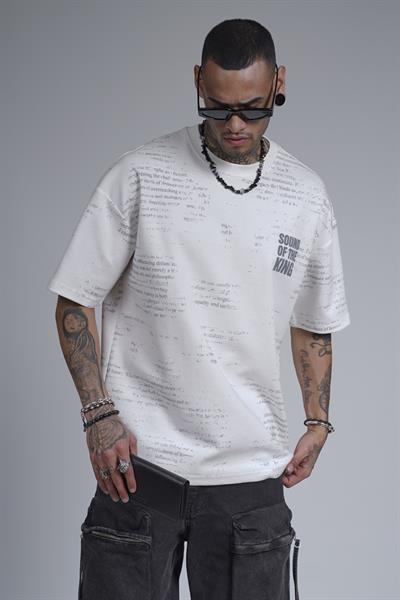 Bisiklet Yaka Silik Baskı Detaylı Unisex Oversize Kalıp Tişört