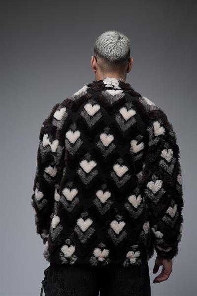Desenli Gömlek Yaka Çıtçıt Kapamalı Unisex Oversize Kalıp Peluş