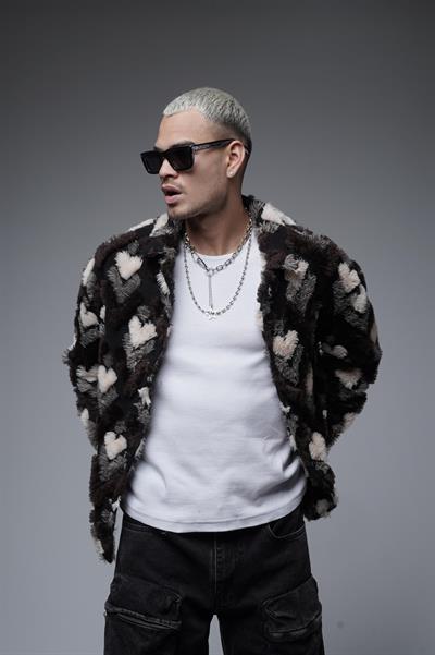Desenli Gömlek Yaka Çıtçıt Kapamalı Unisex Oversize Kalıp Peluş