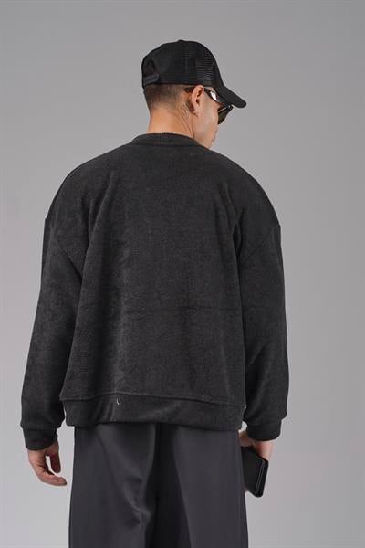 Düğmeli Nakış Detaylı Oversize Kalıp Erkek Hırka