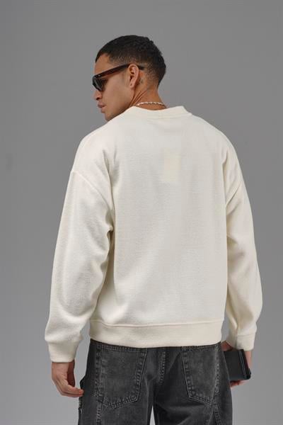 Düğmeli Nakış Detaylı Oversize Kalıp Erkek Hırka