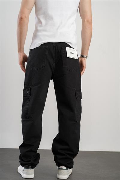 Erkek Baggy Kalıp Kargo Cepli Kot Pantolon