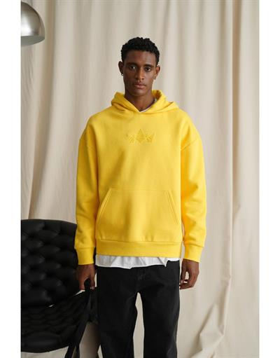 Erkek Kapuşonlu Enjeksiyon Baskılı İçi Şardonlu Sweatshirt
