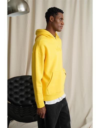 Erkek Kapuşonlu Enjeksiyon Baskılı İçi Şardonlu Sweatshirt
