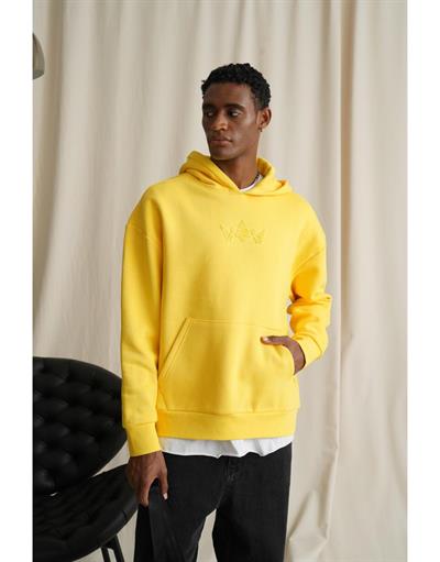 Erkek Kapuşonlu Enjeksiyon Baskılı İçi Şardonlu Sweatshirt