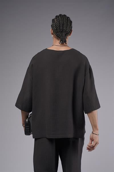 Geniş Yaka Oversize Kalıp Müslin Alt Üst Takım