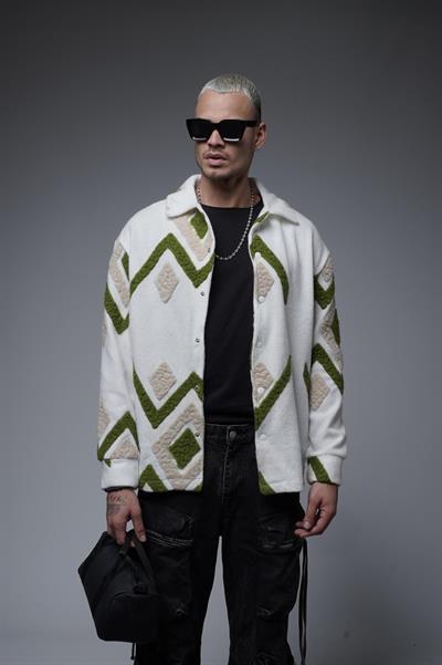 Gömlek Yaka Desenli Oversize Unisex Polar