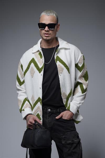 Gömlek Yaka Desenli Oversize Unisex Polar