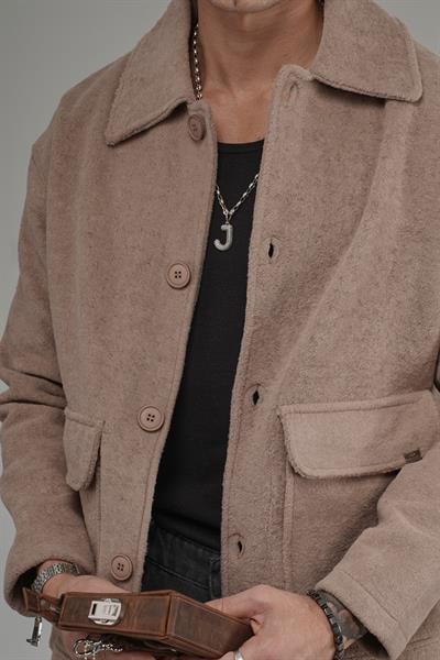 Gömlek Yaka Düğmeli Oversize Kalıp Erkek Polar