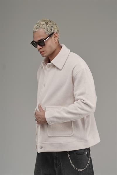 Gömlek Yaka Düğmeli Oversize Kalıp Erkek Polar