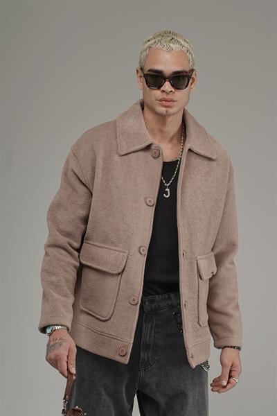 Gömlek Yaka Düğmeli Oversize Kalıp Erkek Polar