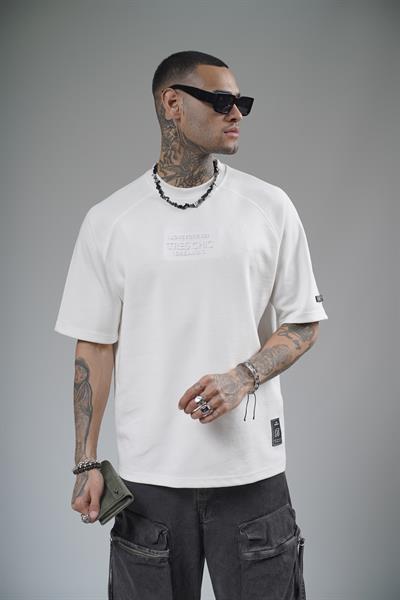 Kabartma Baskılı Reglan Kol Unisex Oversize Kalıp Tişört