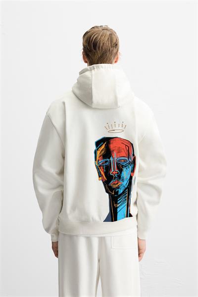 Kapuşonlu Elektro Man Baskılı Unisex Oversize Kalıp Hoodie