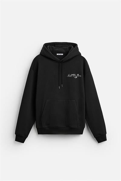 Kapuşonlu Elektro Man Baskılı Unisex Oversize Kalıp Hoodie