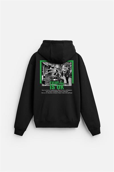 Kapuşonlu Everything Baskılı Oversize Kalıp Hoodie