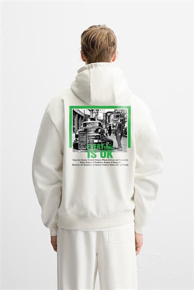 Kapuşonlu Everything Baskılı Oversize Kalıp Hoodie