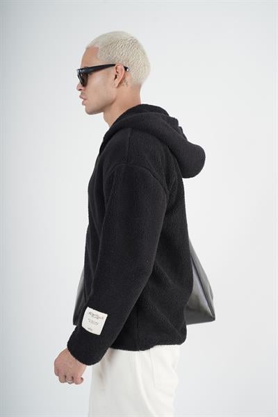 Kapuşonlu Fermuarlı Unisex Oversize Kalıp Peluş