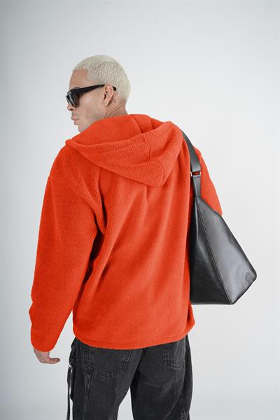Kapuşonlu Fermuarlı Unisex Oversize Kalıp Peluş
