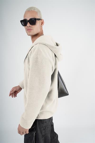 Kapuşonlu Fermuarlı Unisex Oversize Kalıp Peluş