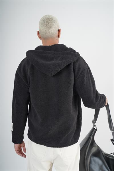 Kapuşonlu Fermuarlı Unisex Oversize Kalıp Peluş