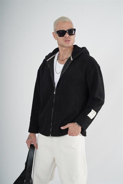 Kapuşonlu Fermuarlı Unisex Oversize Kalıp Peluş