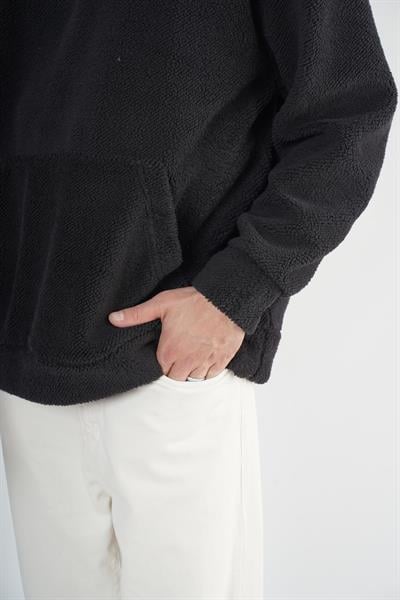 Kapuşonlu Kanguru Cepli Oversize Kalıp Peluş