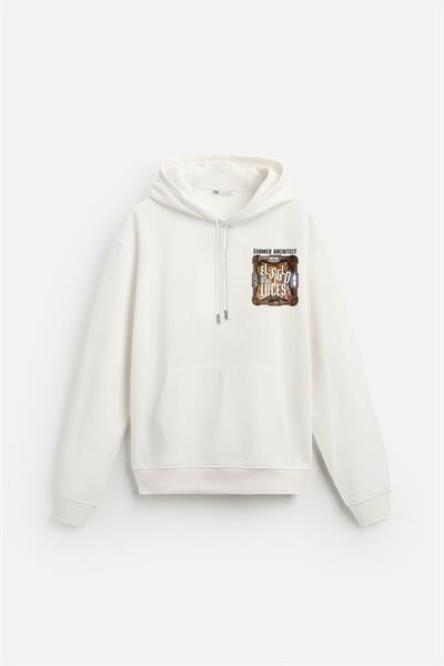 Kapuşonlu Luces Baskılı Oversize Kesim Hoodie